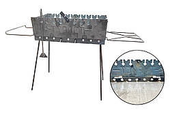 Мангал-чемодан з гриль-полицями KS-UKR 2мм x 6шп + кочерга (S5004)