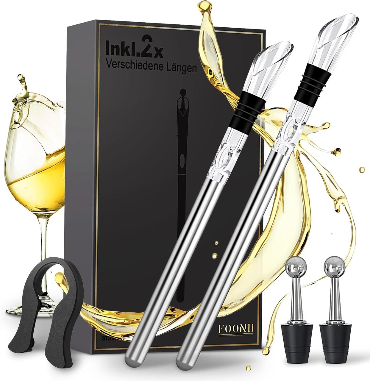 Набір для вина Foonii 7-в-1. Охолоджувач-паличка, дозатори, пробки та аксесуари для вина, фото 1