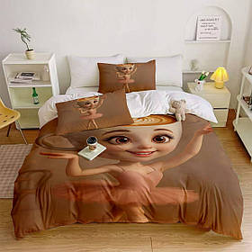 Постільна білизна 3D полуторна з мікросатину Ballerina Cappuccino 31367 150х215 см 50х70 см yL.