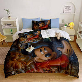 Постільна білизна 3D полуторна з мікросатину Dream with Mickey 31375 150х215 см 50х70 см yL.