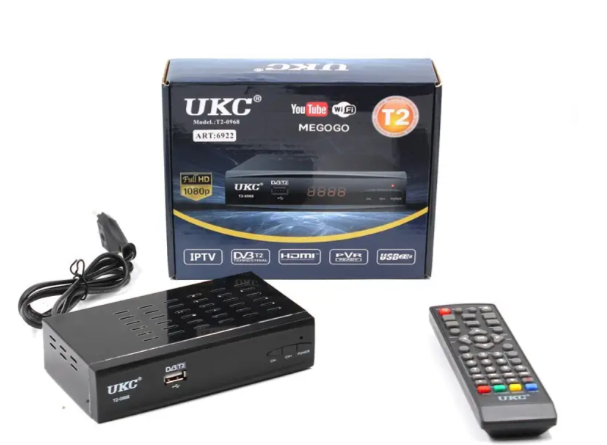 Тюнер DVB-T2 0968 METAL з підтримкою wifi адаптера з екраном, фото 1