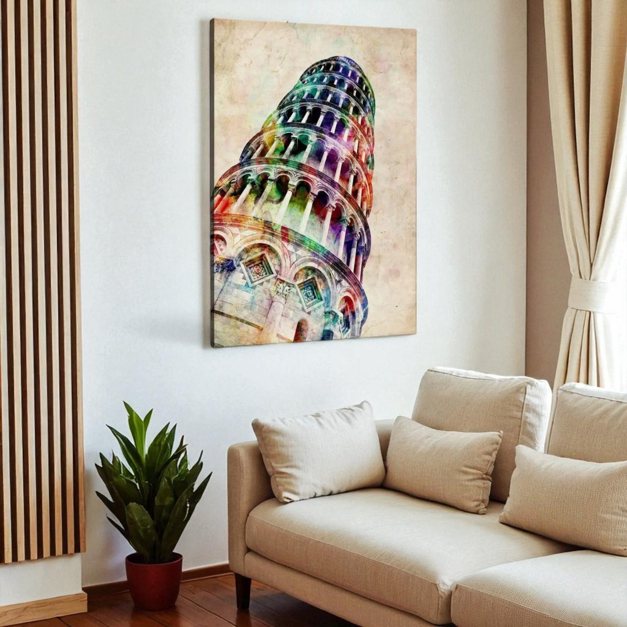 Картина абстрактна Пізанська Вежа Настінний декор в інтер'єр Друк на полотні 60х40см, фото 1