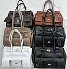 Жіноча сумка чорна трендова 36*27 см на три відділення зі штучної шкіри Nata Білий, фото 2