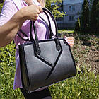 Сумка жіноча ділова на блискавці 32*24 см штучна шкіра Nata Чорний, фото 2