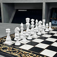 Шахівниця з чорного акрилового каменю 58×28×2см індивідуальний дизайн для особливих друзів, фото 8