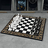 Шахівниця з чорного акрилового каменю 58×28×2см індивідуальний дизайн для особливих друзів, фото 2