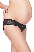 Бавовняні трусики з мереживом для вагітних, чорні 551