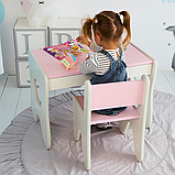 Набір дитячих меблів столик з ящиком та стільчик 70×45×51, стіл та стілець для дітей, білий з рожевим, фото 6