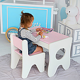 Набір дитячих меблів столик з ящиком та стільчик 70×45×51, стіл та стілець для дітей, білий з рожевим, фото 7