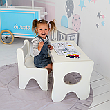 Набір дитячих меблів столик з ящиком та стільчик 70×45×51, стіл та стілець для дітей, білий, фото 7