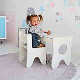 Набір дитячих меблів столик з ящиком та стільчик 70×45×51, стіл та стілець для дітей, білий, фото 6