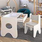 Набір дитячих меблів столик з ящиком та стільчик 70×45×51, стіл та стілець для дітей, білий з сірим