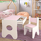 Набір дитячих меблів столик з ящиком та стільчик 70×45×51, стіл та стілець для дітей, білий з рожевим