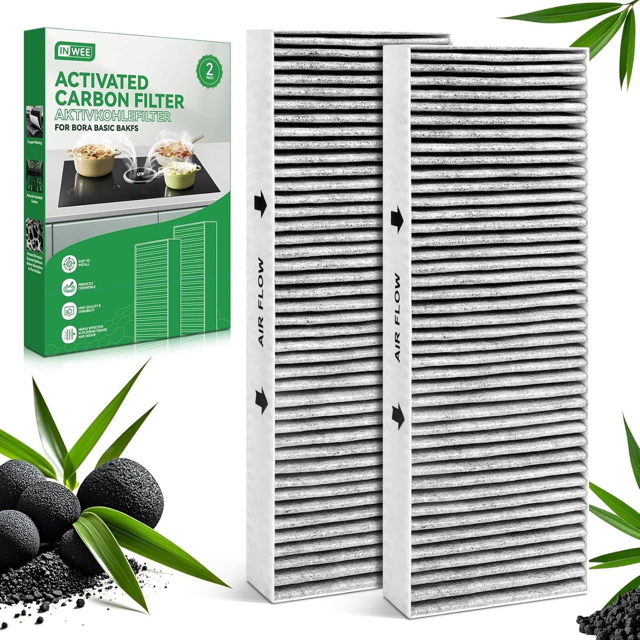 Фільтри з активованим вугіллям Inwee 2 для Bora Basic. Комплект вугільних фільтрів 2 шт. для витяжки BHU/BIU/BFIU з рециркуляці, фото 1