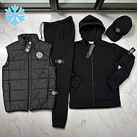 Зимовий спортивний костюм чоловічий Stone Стон Айленд Island осінь-зима теплий на флісі. Комплект одягу чоловічий на зиму