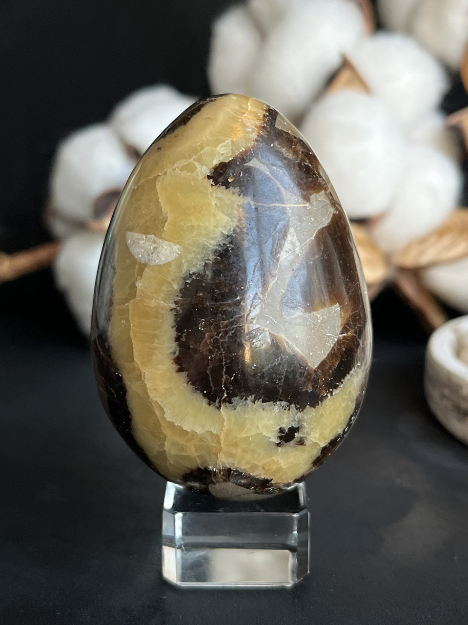 Септарія натуральний камінь мінерал яйце з септарії. 67*45 мм., фото 1