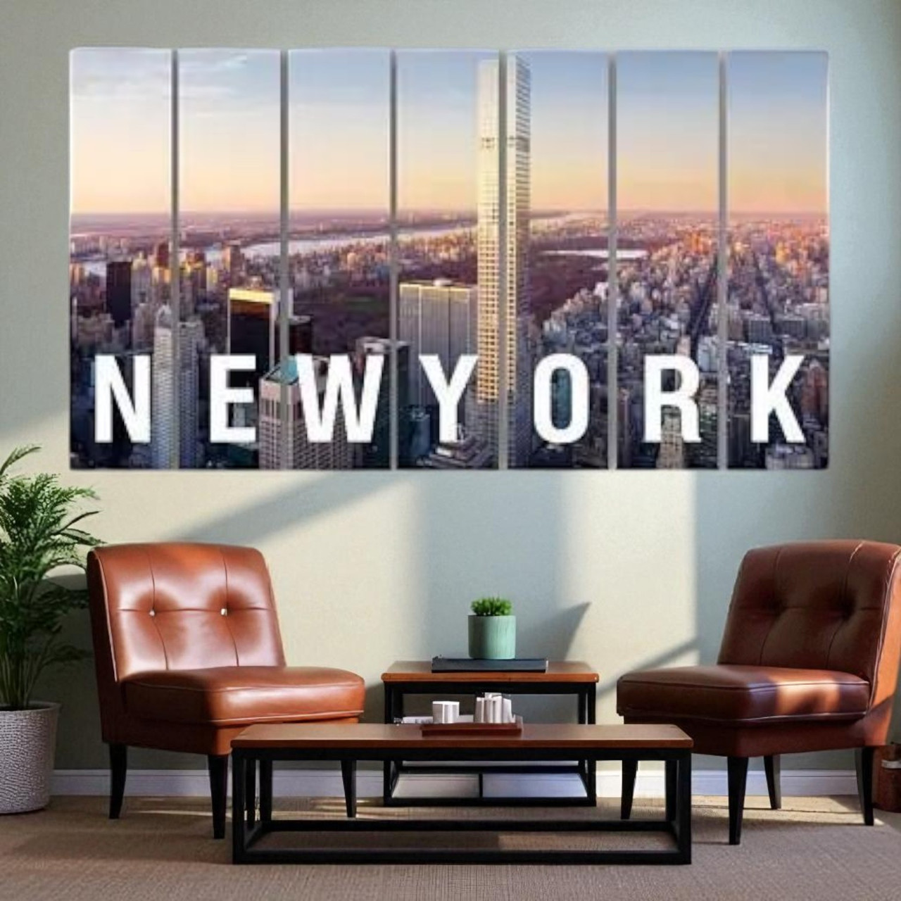 Велика модульна картина Місто Нью-Йорк Декор для офісу Друк на полотні 147х85 із 7 частин, фото 1