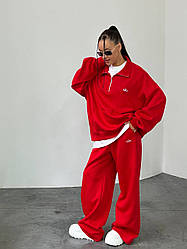 Жіночий модний спортивний костюм оверсайз із широкими штанами палаццо та кофтою на блискавці