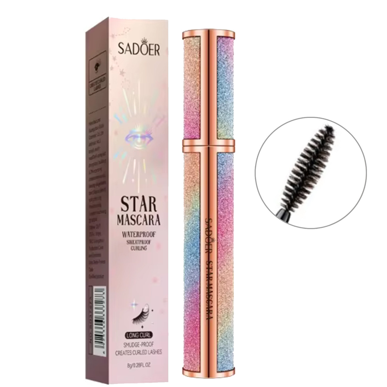 Туш для вій водостійка SADOER Star Mascara з ефектом подовження та підкручування 8 г