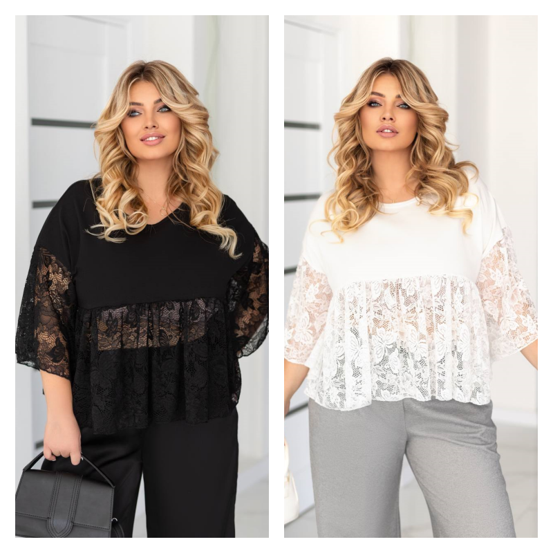 Блузка з мереживом батал, фото 1