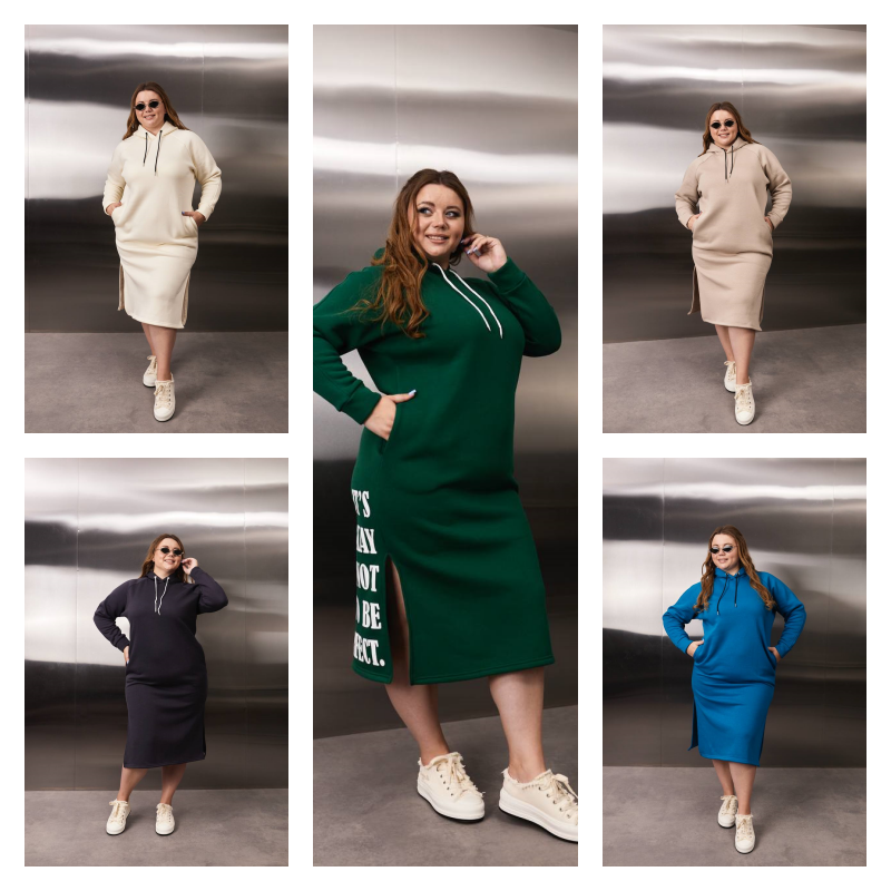 Зимова сукня худи великі розміри, фото 1