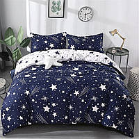 Комплект постельного белья Ecotton двухспальный Семейный 150х215 см двусторонний Звёзды белый/синий