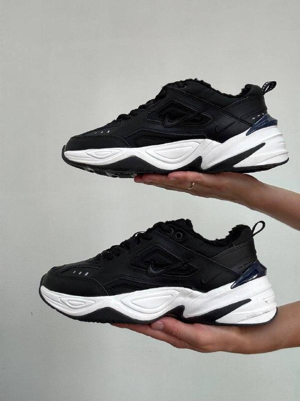 Чоловічі зимові кросівки Nike з чорним хутром Найк утеплені з білою підошвою, фото 1