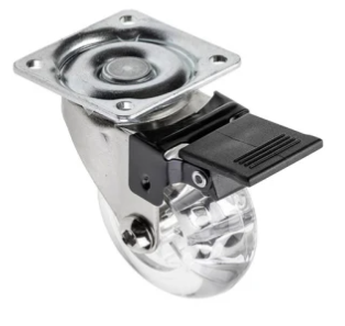 Меблевий ролик BRAZYLIA прозорий 50мм (з гальмом), фото 1