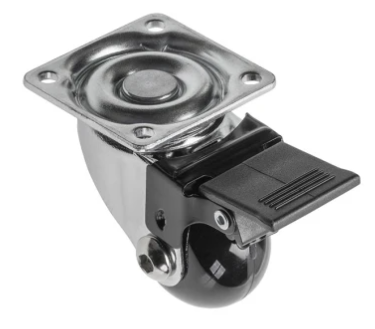 Меблевий ролик BRAZYLIA чорний 35мм (з гальмом), фото 1