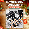 Кухонний набір приладдя силіконовий з дерев'яною ручкою підставкою дошка для нарізання для кухні 19 предметів, фото 9