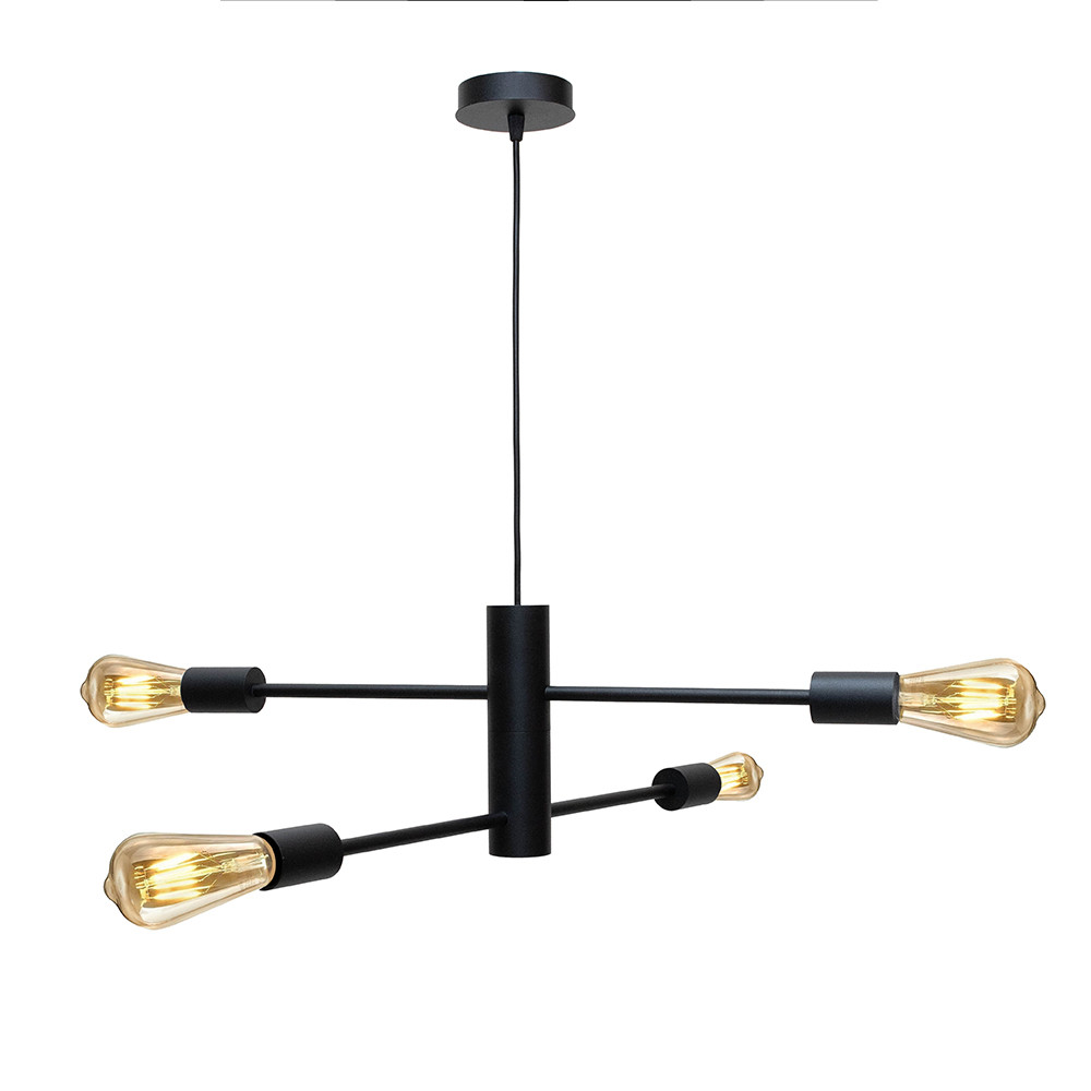 Люстра підвісна MSK Electric Asket на чотири плафони Е27 NL 6120-4 BK чорна, фото 1