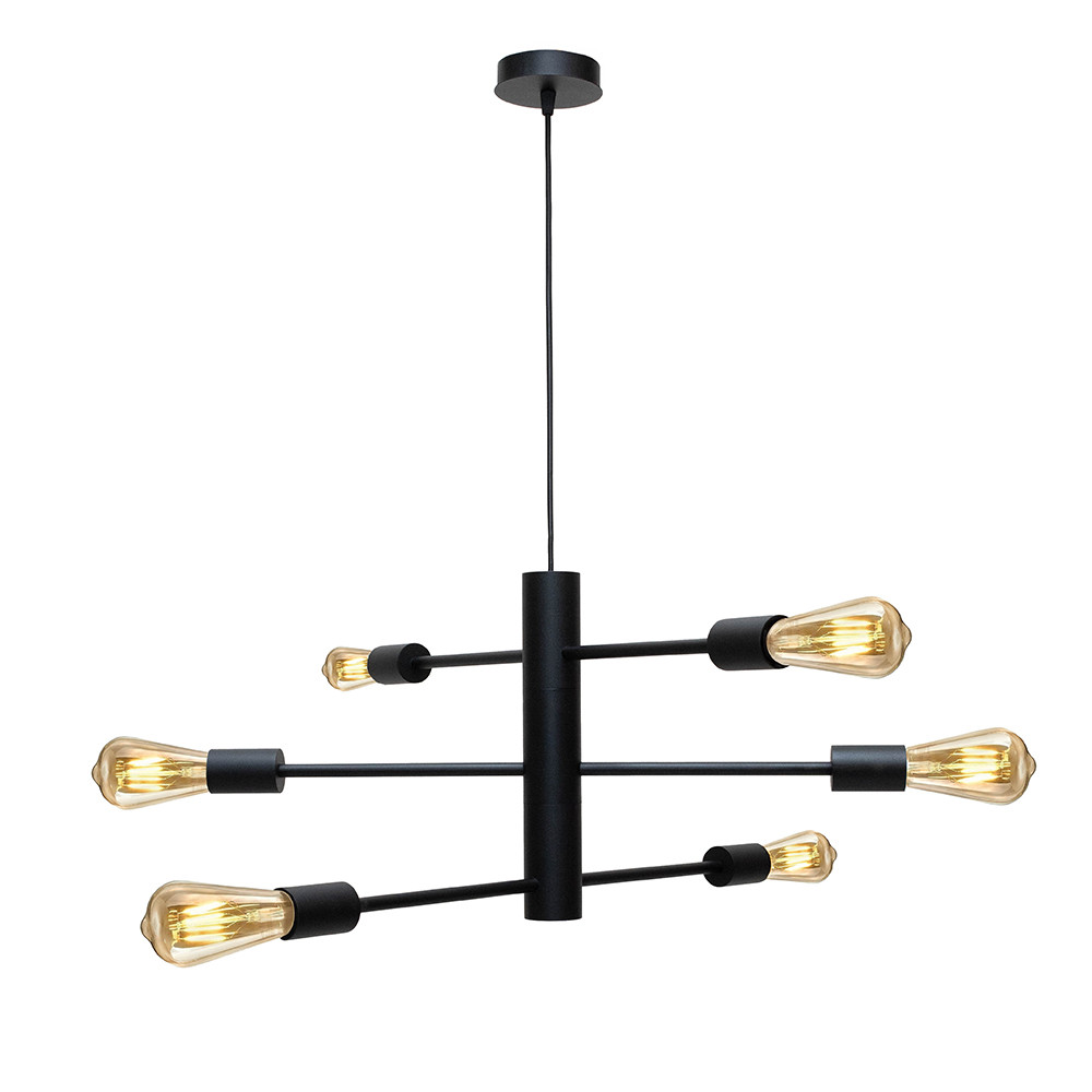 Люстра підвісна MSK Electric Asket на шість плафонів Е27 NL 6120-6 BK чорна, фото 1