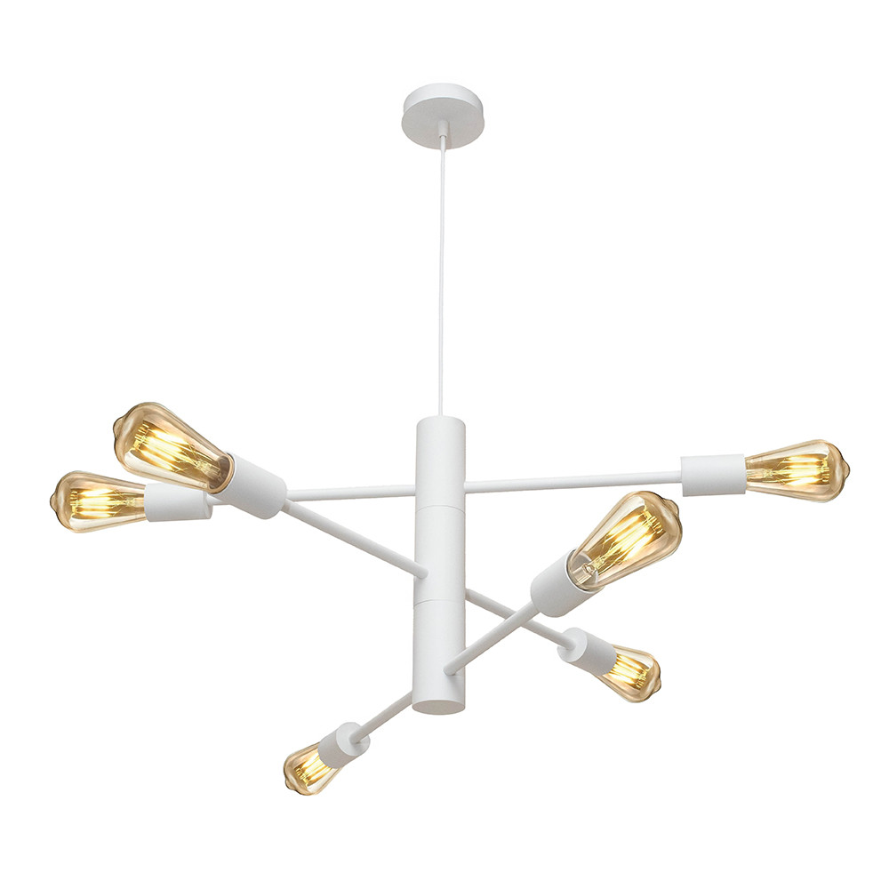 Люстра підвісна MSK Electric Asket на шість плафонів Е27 NL 6120-6 WH біла, фото 1