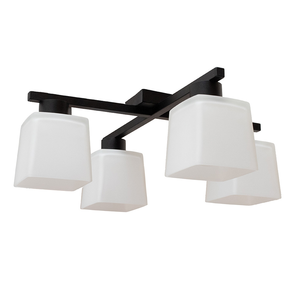 Люстра стельова на чотири плафони MSK Electric Sakura під лампи Е27 чорна NL 16510-4 BK, фото 1