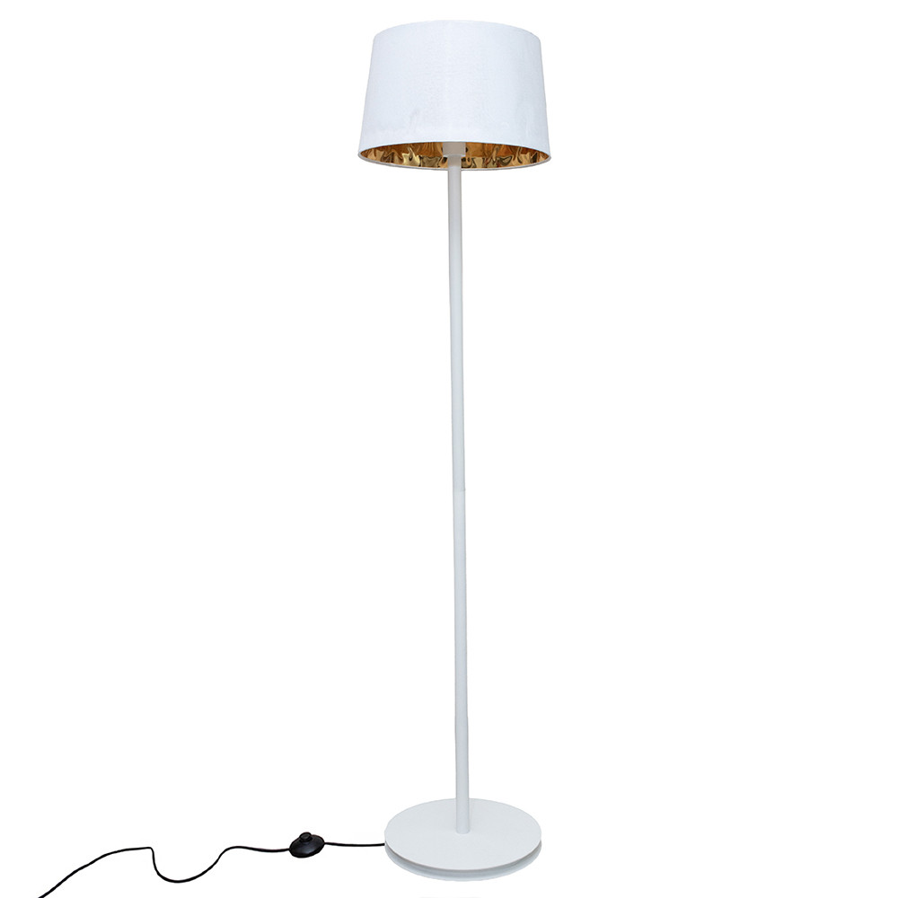 Торшер MSK Electric Palermo з білим плафоном із тканини під лампу Е27 з білою основою NL 3621 WH+WH, фото 1
