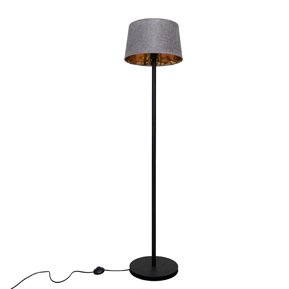 Торшер MSK Electric із сірим плафоном із тканини під лампу Е27 з чорною основою NL 3621 BK+GR, фото 1