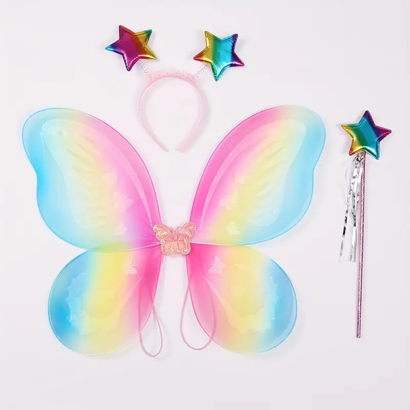 Костюм карнавальний Метелик Райдужний (Крилька, обідок, паличка), фото 1