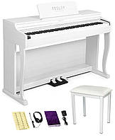 Цифрове піаніно Fesley FEP1000 WH (стойка, стільчик, 3 педалі, пюпітр, навушники, чохол). Поліфонія 256 голосів