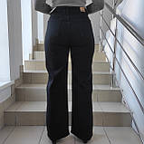 Джинси жіночі палаццо зі стрейчем прямі великі розміри 40 чорні, фото 6