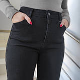 Джинси жіночі палаццо зі стрейчем прямі великі розміри 40 чорні, фото 9
