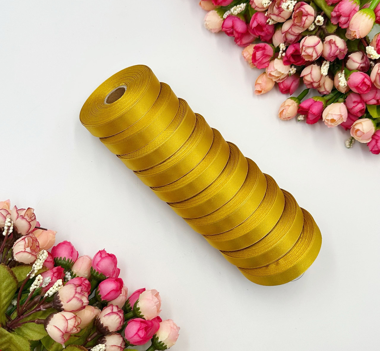 ОПТ / Стрічки атласні / 10шт / 23 метри / 1,2см / "LiaM" / Золотий, фото 1