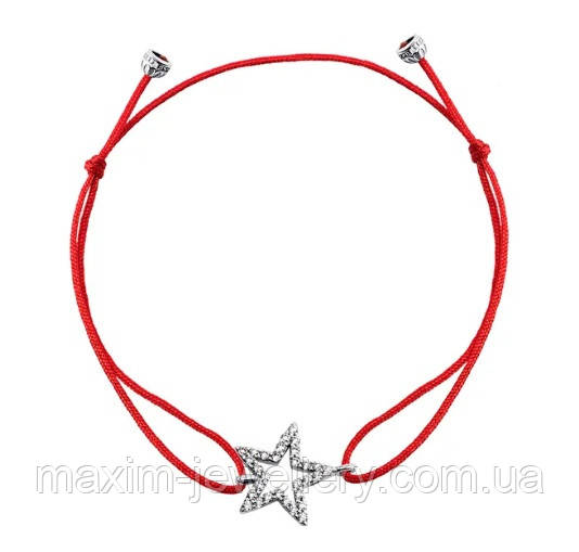 Шовковий шнурок на руку з зірочкою, фото 1