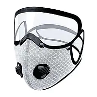 Маска-респіратор перукарська Hots Professional п'ятишарова зі змінним вугільним фільтром та захистом очей, біла (HP3010-WT)