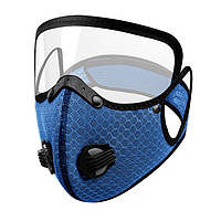 Маска-респіратор перукарська Hots Professional п'ятишарова зі змінним вугільним фільтром та захистом очей, синя (HP3010-BLU)