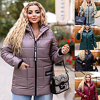 Жіноча тепла зимова куртка 48-50,52-54,56-58,60-62 Чорний,Бордо,Мокко,Оливка,Пляшка