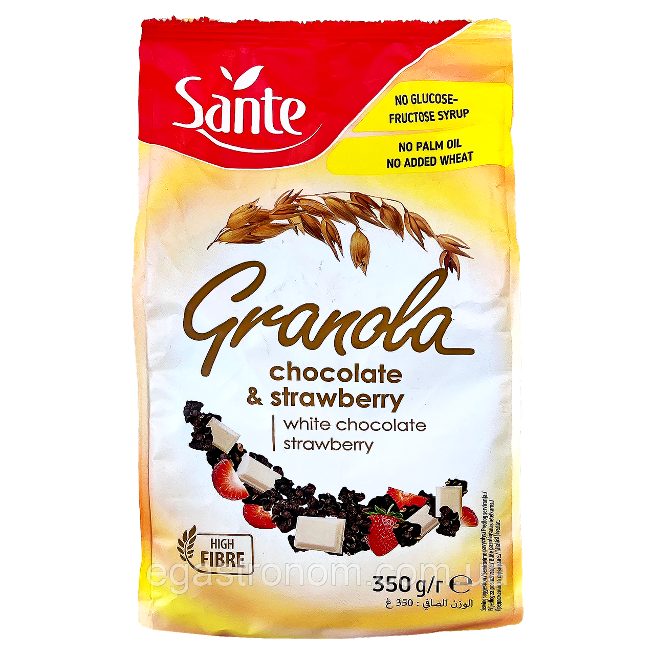 Гранола з білим шоколадом та полуницею Санте Sante chocolate & strawpieces 350g 14шт/ящ (Код: 00-00018154), фото 1