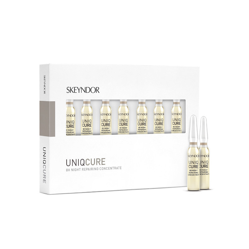 Skeyndor Uniqcure – Активний відновлювальний нічний концентрат 8 годин (2 мл × 7 ампул), фото 1