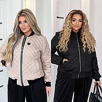 Жіноча куртка Бомбер 48/50,52/54,56/58,60/62 Чорний,Бежевий