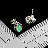 Сережки. Натуральний смарагд, сапфір і рубін. Срібло 925., фото 2