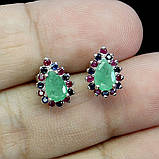 Сережки. Натуральний смарагд, сапфір і рубін. Срібло 925., фото 3